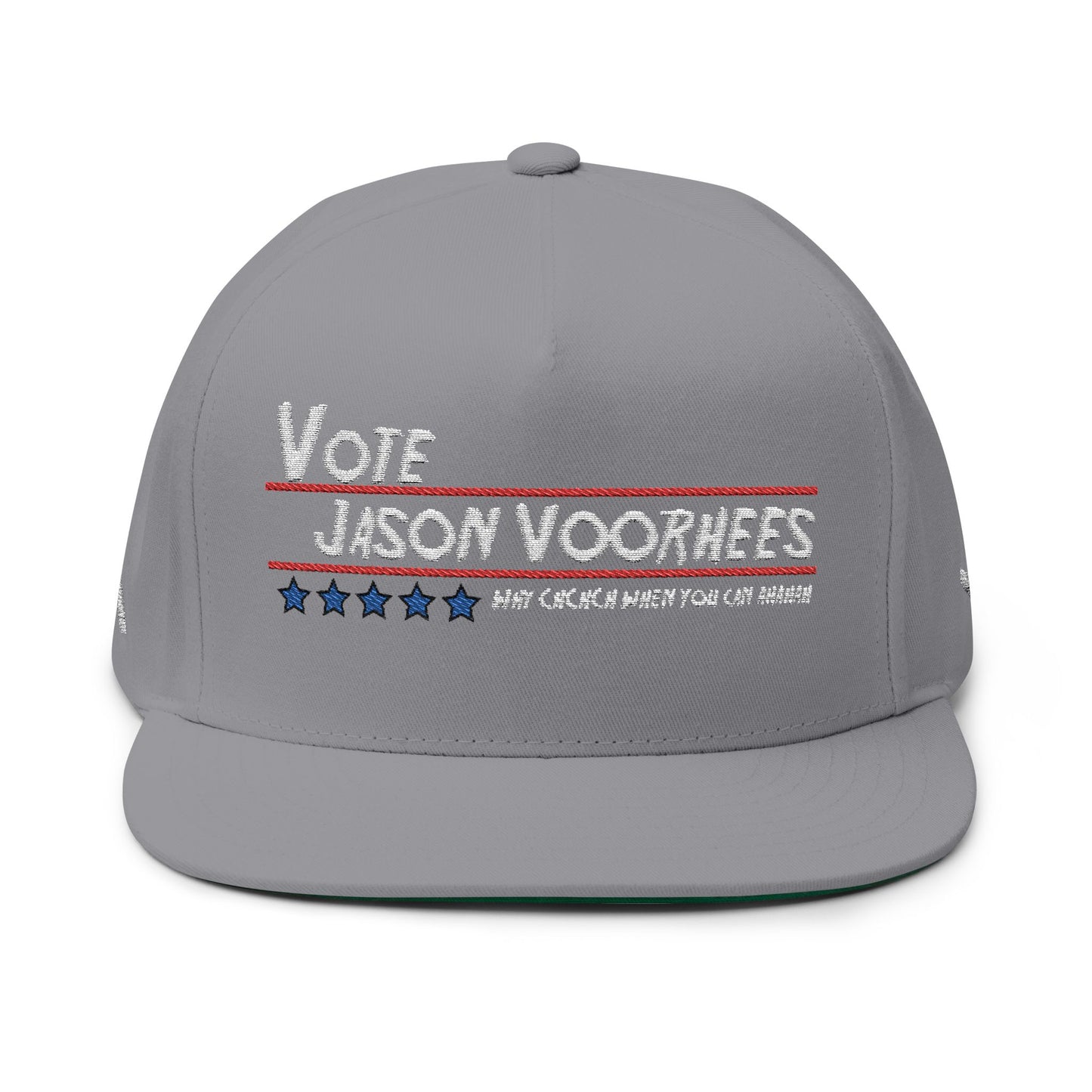Vote Jason Voorhees Flat Bill Cap - Embroidered