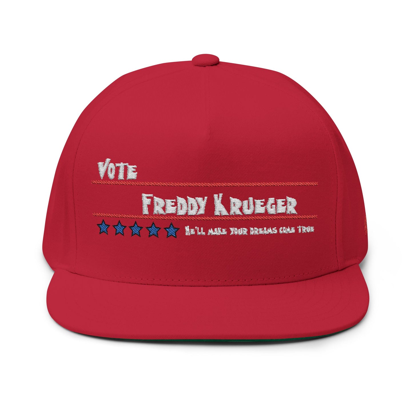 Vote Freddy Krueger Flat Bill Cap - Embroidered
