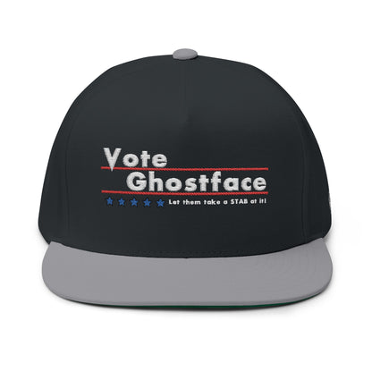 Vote Ghostface Flat Bill Cap - Embroidered