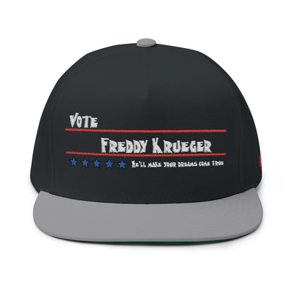 Vote Freddy Krueger Flat Bill Cap - Embroidered