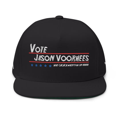 Vote Jason Voorhees Flat Bill Cap - Embroidered