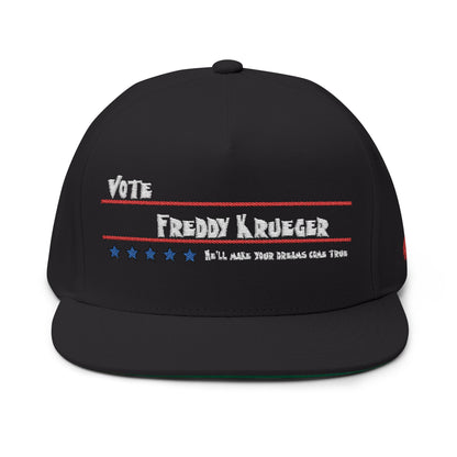 Vote Freddy Krueger Flat Bill Cap - Embroidered