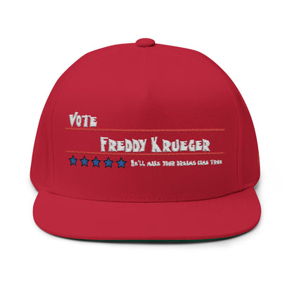 Vote Freddy Krueger Flat Bill Cap - Embroidered