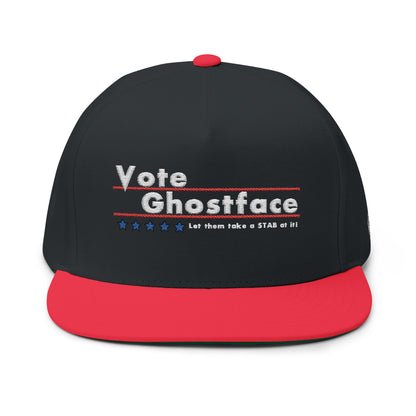 Vote Ghostface Flat Bill Cap - Embroidered