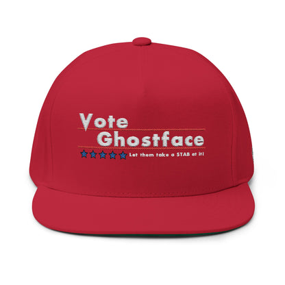 Vote Ghostface Flat Bill Cap - Embroidered